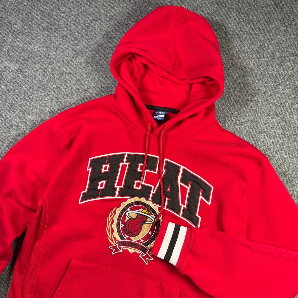 Miami Heat NBA Ultra Game Hoodie Mens Medium Red Embroidered Fleece Sweatshirt